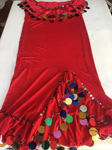 Египетски фустан за танцување во стомакот, фустан од мелаја, рачно изработена везена облека Искандрани, црвена, една големина