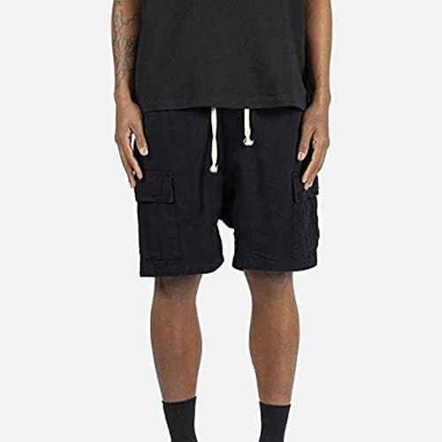 Niuqi Mens Cargo Sharts Casual Clatchstring Еластични кратки панталони со средно половината опуштени летни шорцеви на отворено со џебови