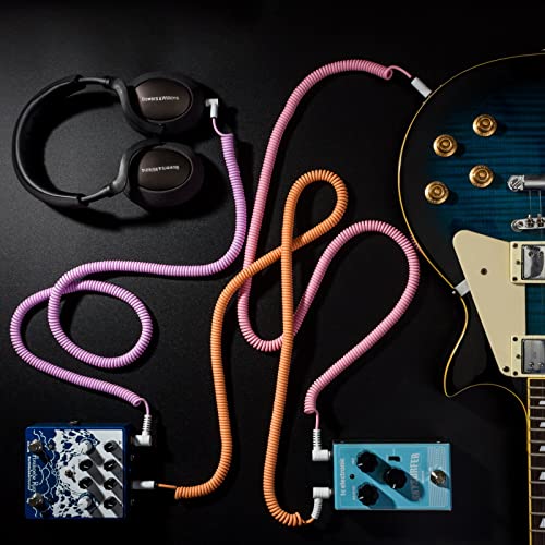 MyVolts Candycord Audio Cable, Angled Mini Jack за да се игменува на голем Jackек, кадрава 100 см до 200 см, розова боја на бел слез