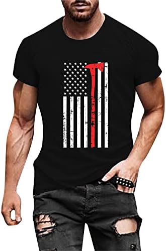Beuu 4-ти јули, маички за кратки ракави за кратки ракави, лето ретро американско знаме маица атлетски мускули тенок фит-врвови на врвови