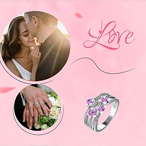 Тенки прстени за жени Виолетова женска ангажман за печење, бои прстен лепак со дијамантски прстен во боја прстени слатки прстени за пријателство