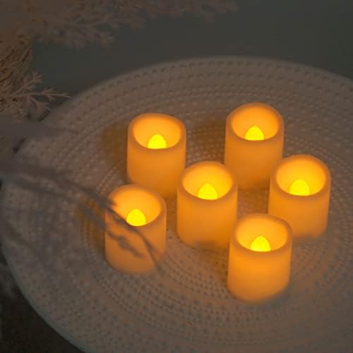 6 пакувања со безмилосни гласачки свеќи LED треперење електрични лажни лажни свеќи оперирани чајни светла со вграден тајмер за домашна градина