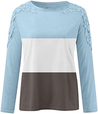 Womenените 2023 врвови маица обична работа тимови чипка чипка кратки ракави кошули со блуза Обичен О врат плус големина на врвот за одмор