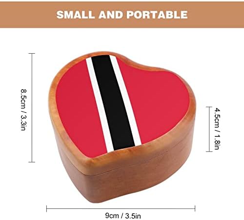 Тринидад и Тобаго знаме гроздобер дрвена часовна музичка кутија музичка кутија во форма на срцеви подароци за семејни пријатели на lубовници