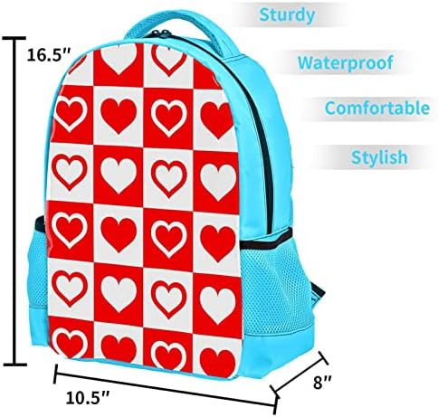 Vbfofbv Унисекс Возрасни Ранец со За Патување Работа, Валентин Црвено Бело Срце Плоштади