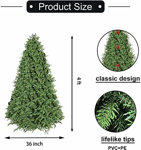 Makeatree 4-ft вештачка елка со 821 совети, нелична шарка смрека Божиќно дрво за затворено отворено, зелено