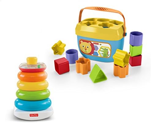 Fisher-Price Go Baby Go Poppity Pop Musical Dino [ Exclusive] & Подарок за подароци за бебиња со сет на играчки за редење на прстени и први