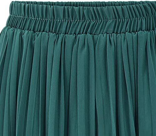 Женски шифон палацо панталони плетени лесни капри панталони цврсти бои широки панталони за нозе удобни еластични панталони на половината