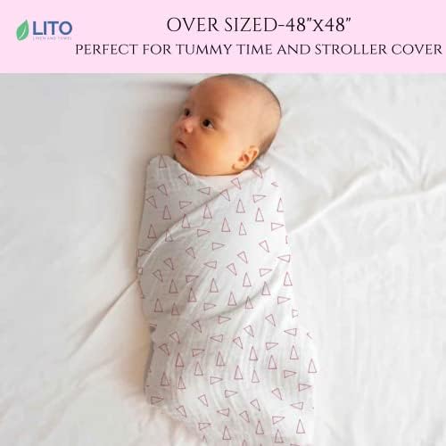 Лито постелнина и пешкир органски памук Муслин Свадл бебешки ќебиња | Неутрално примање завиткана обвивка за момчиња и девојчиња