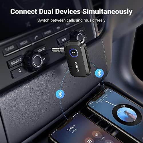 УГРИН 5.3 Aux Bluetooth Адаптер За Автомобил, [Поголема Врска] 3.5 mm Bluetooth Адаптер Безжичен Аудио Приемник за Автомобил Стерео/Домашно
