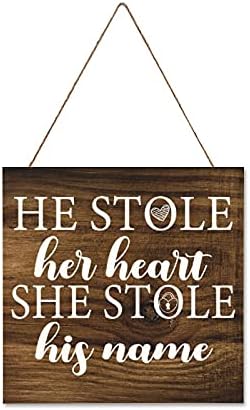 Арогелд тој го украде срцето, го украде своето име дрво знак персонализиран свадба благослов цитат свадба подарок знак за фарма куќа