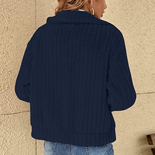 Волнено палто за женски руно од 2023 година Посветена џемпер лабава цврста боја зимско топло крзно Шерпа јакна палто за жени