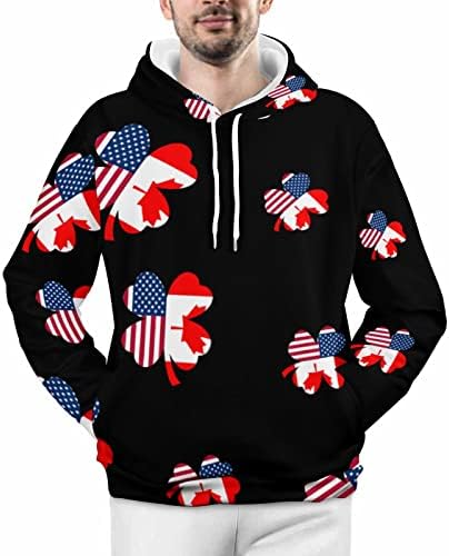 Американска Канада знаме Шамрок машка руно пуловер дуксери Возрасна топла зимска качулка со џемпер кадифен качулка