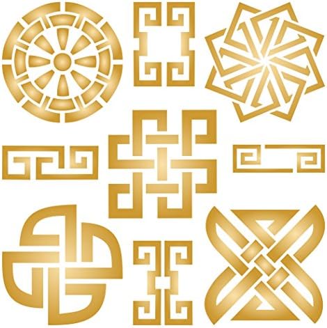 Таоистички Симболи Матрица, 4,5 х 4,5 Инчи - Измешајте Медиумски Слоеви Кинески Азиски Стил Матрици за Сликарство Дефиниција
