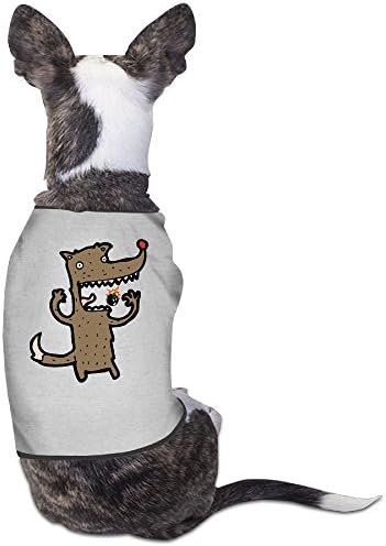 Миленичиња мачка луда волк цртан филм мека облека со краток ракав за дишење за кучиња големи сиви