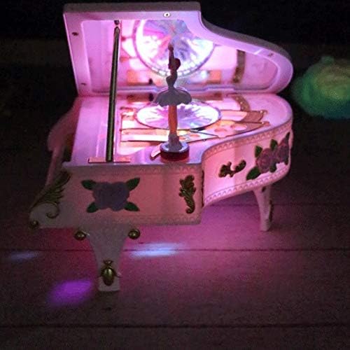 Дуба Пинк пијано музичка кутија LED светло музичка кутија за накит ротирачки балет девојки музичка кутија роза музичка кутија роденденски