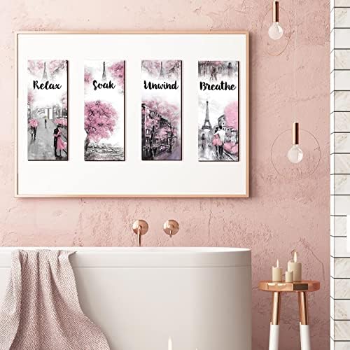Gerrii розова и сива бања декор розова париска декор опуштете се натопете од лајсна здив розова сива wallидна уметност розова