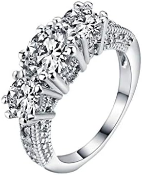 Прстени за венчавки и ангажмани моден тренд вклопено циркон сребро три дијамантски дами за прстен дами накит
