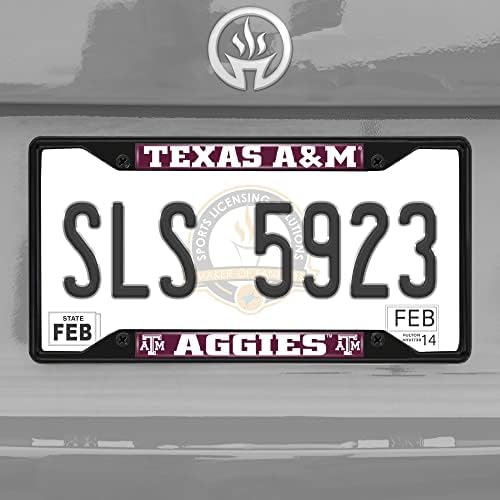Fanmats 31285 Тексас А & М Агис Метална регистарска табличка рамка за црна завршница