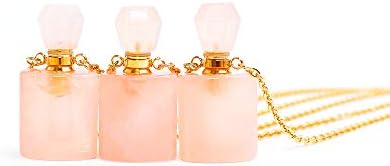 Kzbaki срцев облик парфем шише шише ѓердан природен кристален камен арома есенцијално масло дифузер приврзок ѓердан за жени
