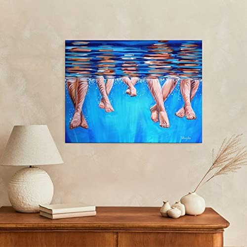 Пливање спортски постер лето сино базен за одмор платно печатење wallидни уметнички слики платно wallид декор дома декор дневна соба декор естетски 24х32 во стил на нефи