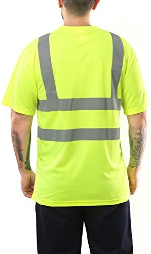 Колос работни кошули за мажи - Висока видливост на кратки ракави - градежна облека - рефлексивна со џебови - ANSI Class 2