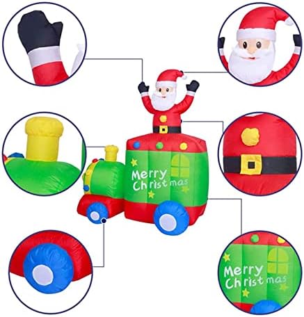 Пифуд Татко Божиќ Божиќ Божиќ на надувување Дедо Мраз со играчки за воз Божиќна отворена декорација градинарски реквизити за забави