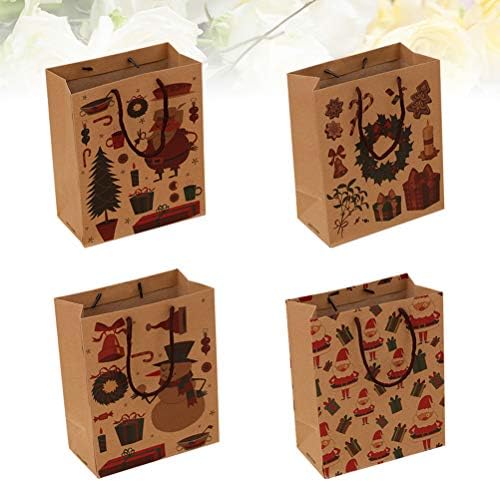 УПКОХ 4 парчиња Божиќни Торби За Подароци Од Крафт Хартија Пренослива Торбичка За Чување Торбички За Рачна Торба За Облека За Вино
