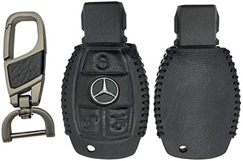 Паметни 3BUTTON кожни клучеви за клучеви за клучеви за тава за тава за тава за автомобили, кои се вклопуваат за Mercedes Benz