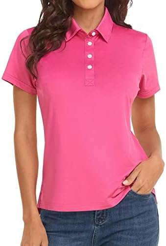 Полу женски поло маици со краток ракав Брз сув голф тениски маици со обични врвови на врски