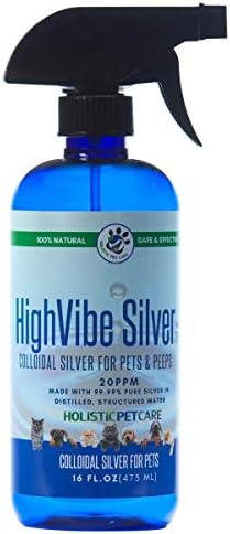 Highvibe сребро - колоидно сребро за домашни миленици -16 мл - 20 ppm рана/кожа/жариште спреј за кучиња, мачки, птици, коњи/сите миленичиња