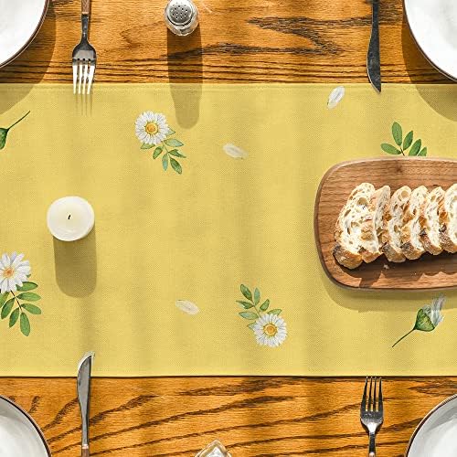 Артроиден режим Бела маргаритка Вазна тркач на летни маса, пролетен сезонски празник за кујнски трпезариски декорација за украси за домашни