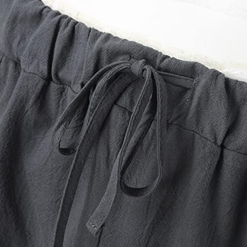 МИАШУИ со 6 Машки Модни Секојдневни Печатени Џебни Панталони Со Врвки Панталони Со Големи Димензии Поплински Панталони