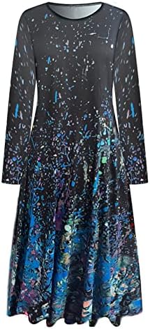 Зефотим Секојдневни Фустани За Жени 2023 Цветни Возбудливи Со Долги Ракави В Врат Макси Фустан Мода Сонце Бохо Лелеави Фустани