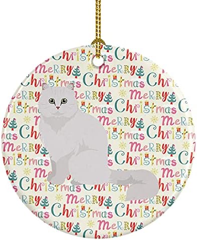 Богатства на Каролина WDK2415CO1 Chinchilla Persian Longhair Cat Chistman Caramic Ornament, украси за новогодишни елки, висечки
