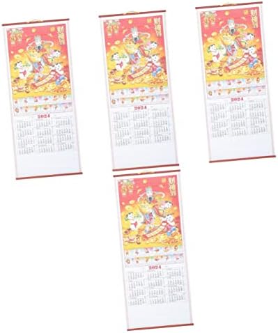 Тофику 4 парчиња 2024 Хороскопски Ѕиден Календар Висечки Свиток Кинеска Хороскопска Хартија