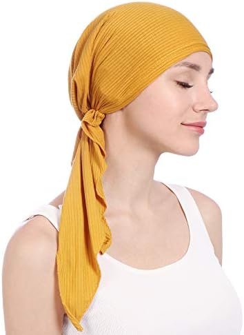 Завиткајте шамија жени череп капачиња турбан модерен монистра за монистра, памук истегнат опашка череп капачиња муслимански коса гравчиња