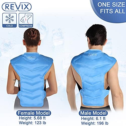 РЕВИКС Голем леден пакет за повреди на рамо и грб што може да се употреби и XL коленото мраз пакет за завиткување околу целото колено