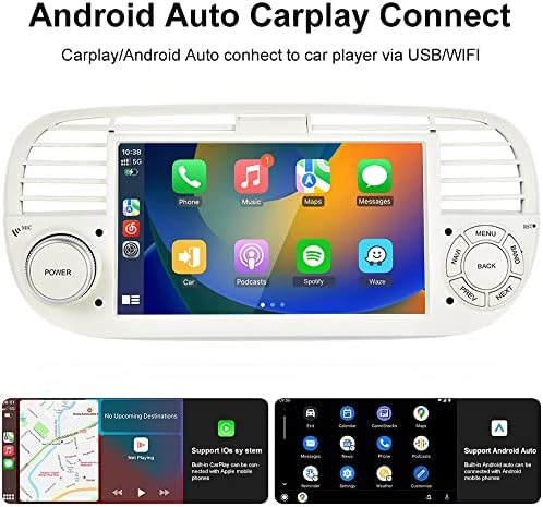Компатибилен За Безжичен Carplay Android Auto Android 9 Автомобил Стерео Компатибилен За Fiat 500 2007-2015 7é ® Радио На Допир Со DVR, GPS Sat