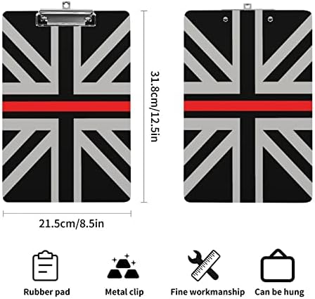 Британско Знаме Тенка Црвена Линија Акрилна Табла Со Исечоци Симпатични Табли За Клипови Со Метална Табла Со Низок Профил За Мажи Жени