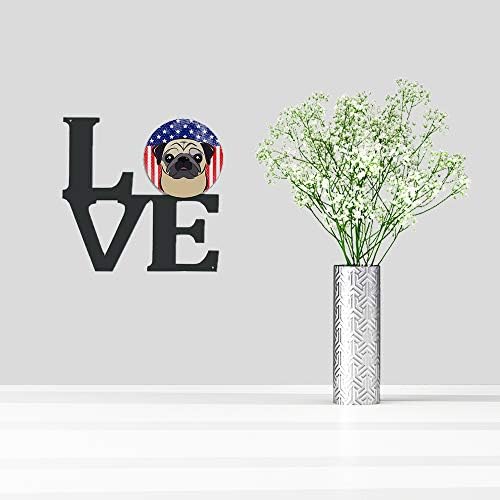 Богатствата на каролина Bb2192walv Американско Знаме И Срна Мопс Метал Ѕид Уметнички Дела Љубов,