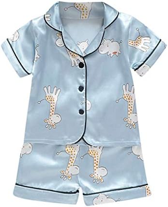 XBKPLO Девојче девојче пижама кратко момче девојче облека облека дете облекува памучна вратоврска-дие-случајна 2 парчиња сет летни пижами на дете