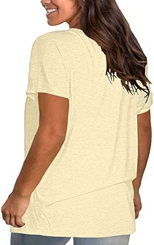 Женски врвови облечени обични гроздобер цветни графички кошули лабави лесни летни маички плус големина v вратот кратки ракави маички