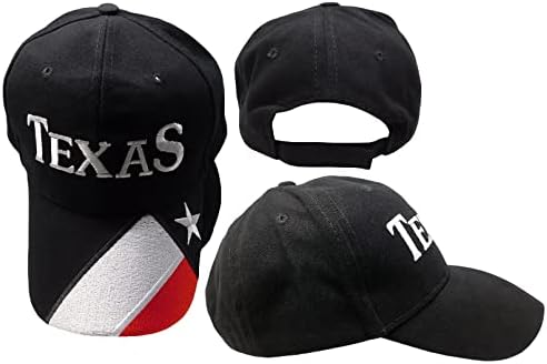 Тексас 3Д буква Тексас знаме на Бил Црн памук прилагодливо извезено капаче за капа
