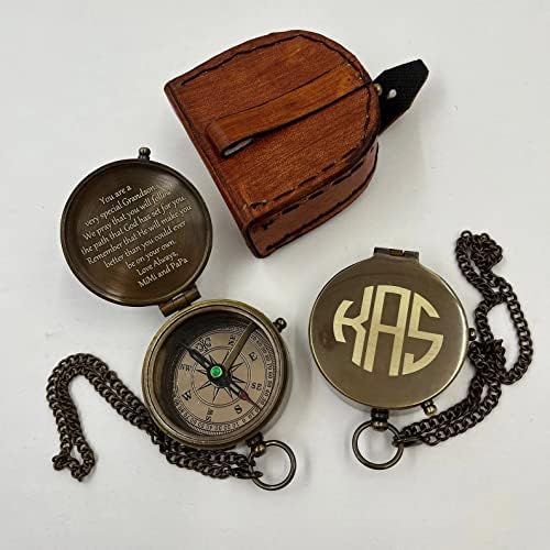 Вграден прилагодено месинг компас, за него, подарок за момче врежан компас со случај, за мажи, внук чувар, персонализиран месинг