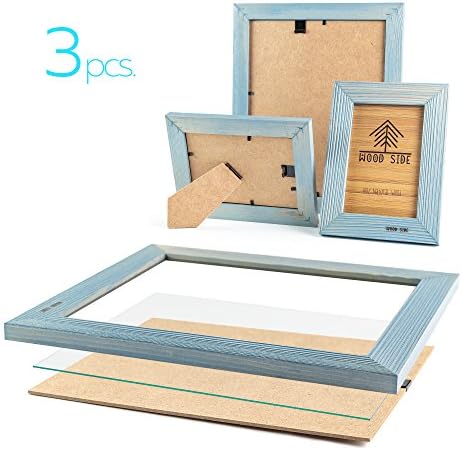 Рустикални дрвени рамки за слики - сет од 3 - еден 8 x 10 и две 4 x 6 фото -рамки изработени од цврсто природно дрво за табела со горното