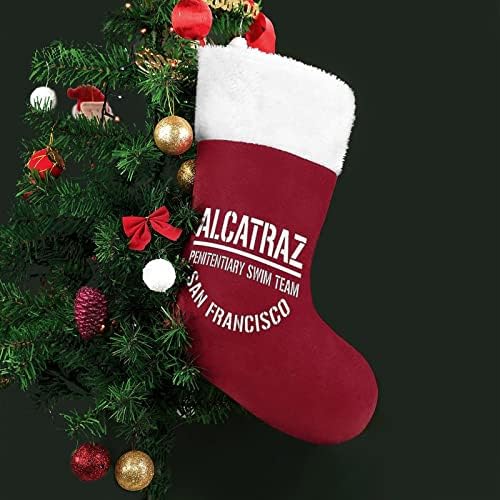 Алкатраз Казнено -казнен тим за пливање во Сан Франциско Божиќни чорапи порибување на Божиќ дрво Дедо украси виси украси за одмор