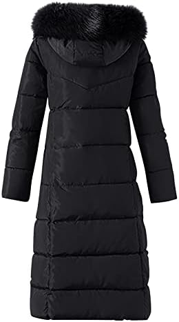 Женска памучна облека во зима задебелена голема јака голема големина над коленото тенок долга јакна палто сјај