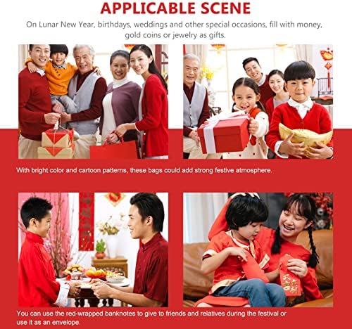 Кинески Црвен Плик Кинески Пролетен Фестивал Црвени Пликови: 10 парчиња Кинески Хонг Бао Пликови Со Среќни Пари Црвени Пакети Види Среќен