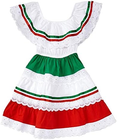 Традиционалниот Мексикански Фустан На Девојката уник Синко Де Мајо Фиеста Големина 2-14
